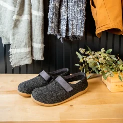 Varde Unisex Wool Slipper in Charcoal